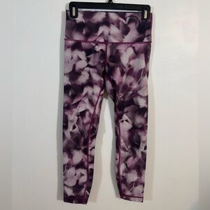 Lululemon Wunder Under Speed Crop Leggings Size 6 Purple Floral Tie-Dye
